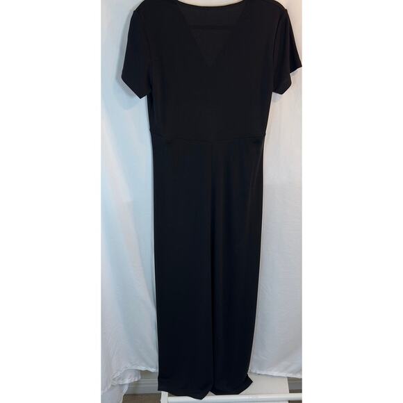 Liz Claiborne XL Black Short Sleeve Twist Front Midi Dress - Picture 3 of 7